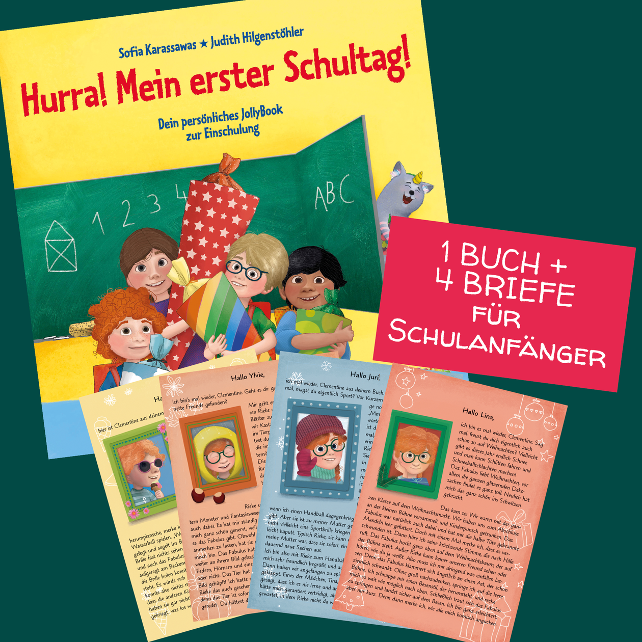 Hurra! Mein erster Schultag! und vier personalisierte Briefe