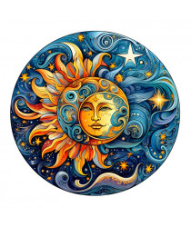 Holzpuzzle Sonne und Mond